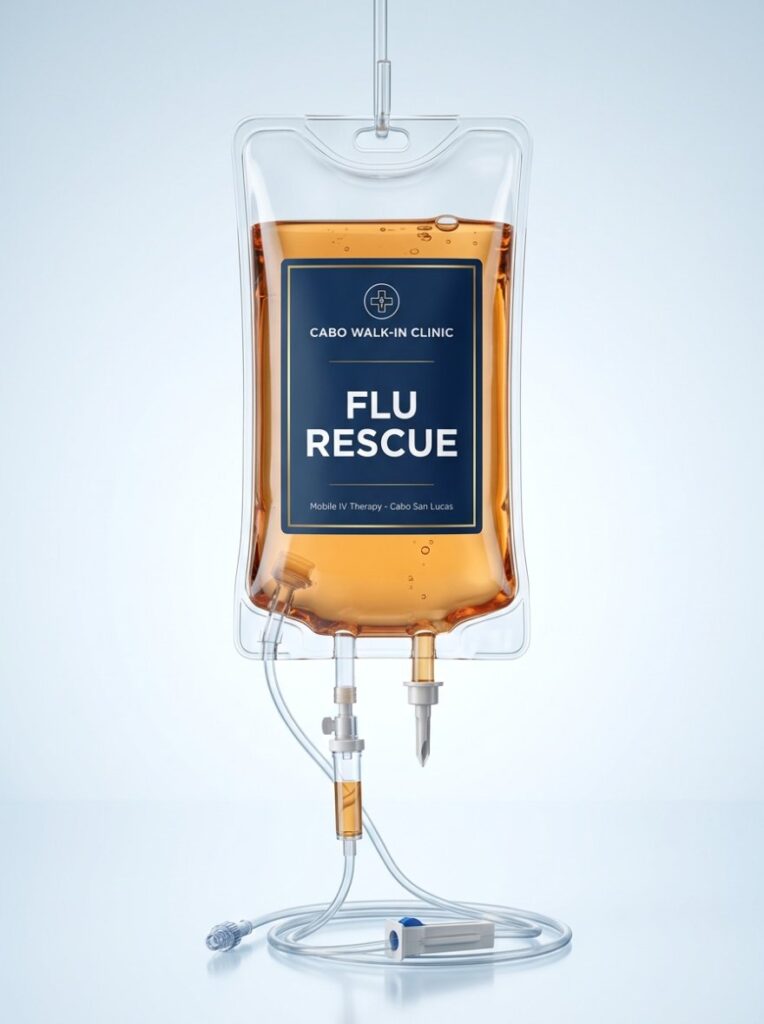 Flu Rescue IV drip at Cabo Walk-In Clinic, Cabo San Lucas